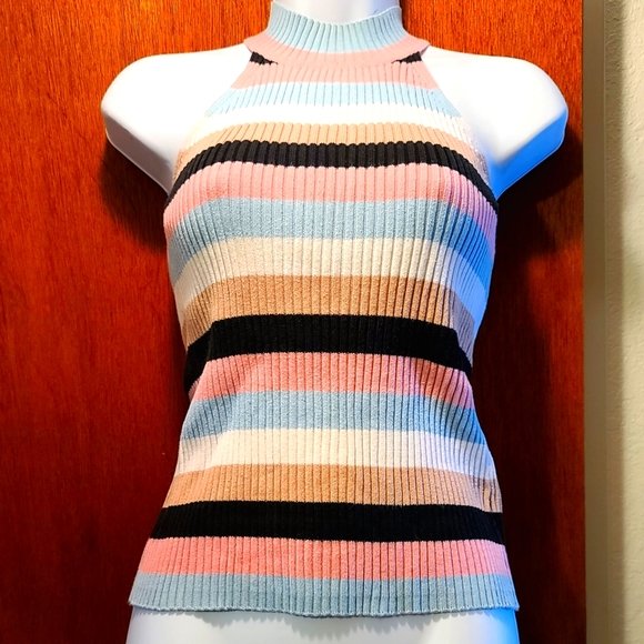 American Attitude Tops - Beautiful American Attitude sleeveless stripped 100% cotton sweater top sz S